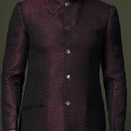 KISAH Men Self Design Jodhpuri Slim Fit Bandhgala Blazer Suit image 5