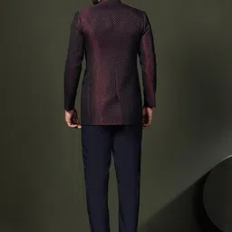 KISAH Men Self Design Jodhpuri Slim Fit Bandhgala Blazer Suit image 2
