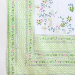 Indo Era Floral Embroidered Pure Cotton Kurta With Trousers & Dupatta image 3