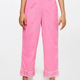 Global Desi Women Pink Straight Fit Trousers-picture-33