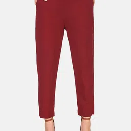 Aawari Women Maroon Solid Trousers-image-5