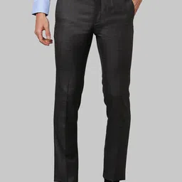 Raymond Men Grey Checked Slim Fit Formal Trousers-image-35