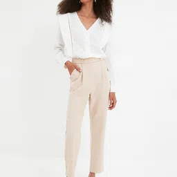 Trendyol Women Beige Pleated Trousers-picture-48