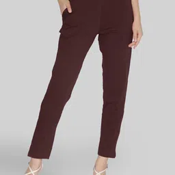 LYRA Women Mid-Rise Original Fit Knitted Casual Cotton Trousers-image-31