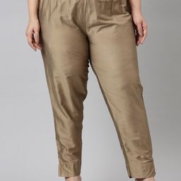 Go Colors Women Gold-Toned Tapered Fit Trousers-picture-37