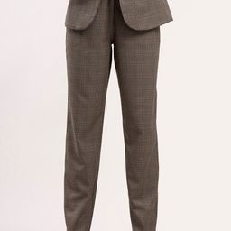 FableStreet Women Brown & Black Checked Cotton Formal Trousers-picture-33