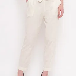 Aawari Women Off White High-Rise Peg Trousers-picture-29