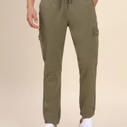 Dennis Lingo Men Mid-Rise Cotton Cargo Trousers-image-42