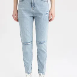 DeFacto Women Pure Cotton Mildly Distressed Mid-Rise Jeans-image-92