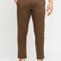 Basics Men Tapered Fit Mid-Rise Dobby Cotton Regular Trousers-picture-43