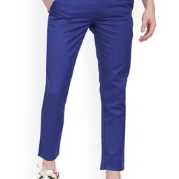 AD & AV Men Blue Classic Slim Fit Easy Wash Trousers-picture-16
