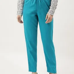 Marks & Spencer Women Linen Tapered Fit High-Rise Trousers-picture-32