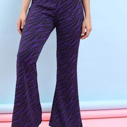 Tokyo Talkies Women Printed Bootcut Trousers-image-91