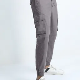 HIGHLANDER Men Grey Regular Fit Cotton Joggers Trousers-image-46