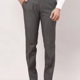 Raymond Men Checked Slim-Fit Formal Trousers-picture-33