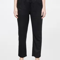 AND Women Black Straight Fit Trousers-image-0