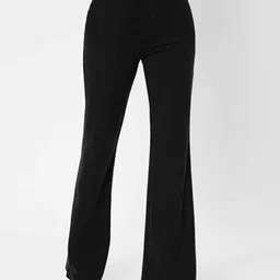 BROADSTAR Women Relaxed Flared High-Rise Non Iron Trousers-image-90
