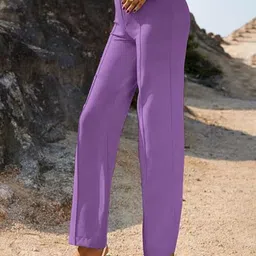 BAESD Women Relaxed Straight Leg Straight Fit High-Rise Trousers-image-69