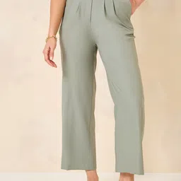 Styli Women 2 Way Stretch High-Rise Pleated Trousers-image-1