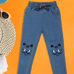 A-Okay Girls Conversational Printed Slim Fit High-Rise Easy Wash Cotton Trousers-image-81