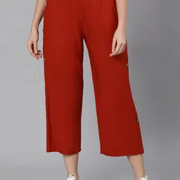 Oxolloxo Women Rust Easy Wash Pleated Trousers-picture-30