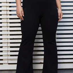 CURVE BY KASSUALLY Women Plus Size Black Bootcut Flared Trousers-image-25