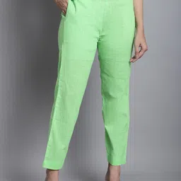 Enchanted Drapes Women Solid Pure Cotton Cigarette Trousers-image-59