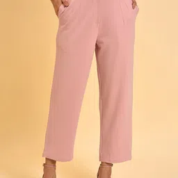 W Women Pink Pleated Culottes Trousers-picture-37