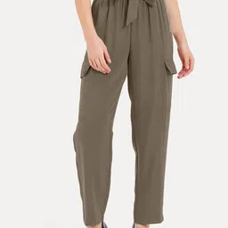 Kazo Women High-Rise Regular Fit Easy Wash Pleated Trousers-picture-23