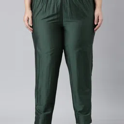 Go Colors Women Plus Size Tailored Tapered Fit Cigarette Trousers image 1