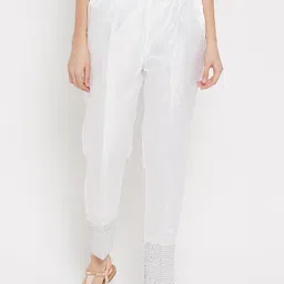 Clora Creation Women White Easy Wash Pleated Cigerette Trousers-picture-21