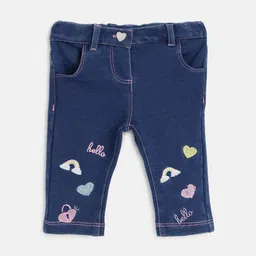 Chicco Infant Girls Mid-Rise Embroidered Comfort Fit Cotton Denim Trousers-picture-25