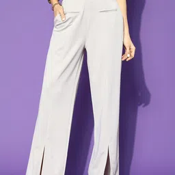 STREET 9 Women Beautiful Grey Solid Trousers-image-25
