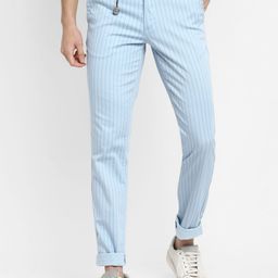 Turtle Men Striped Relaxed Tapered Fit Chinos Trousers-picture-48