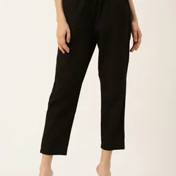 De Moza Women Mid Rise Cotton Cigarette Trousers-image-97
