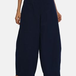 GRASS by Gitika Goyal Women Navy Blue Parallel Trousers-picture-10