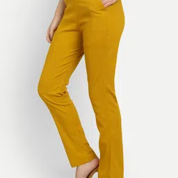 APELLA Women Mustard Yellow Trousers-image-37