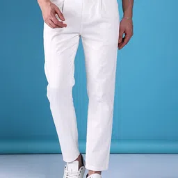 The Indian Garage Co Men Textured Regular Fit Pleated Trousers-picture-37