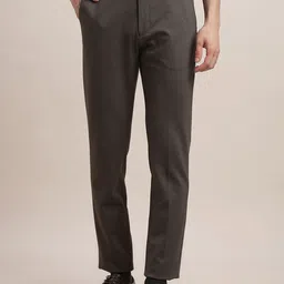 Turtle Men Textured Classic Slim Fit Trousers-picture-36