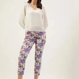Marks & Spencer Women Floral Printed Slim Fit Cropped Trousers-picture-34