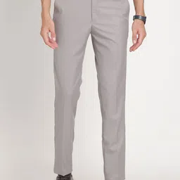 Turtle Men Textured Checked Tailored Slim Fit Formal Trousers-picture-17