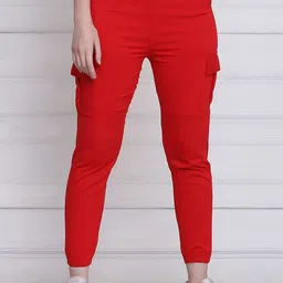 BUY NEW TREND Women Red Comfort Slim Fit Joggers Trousers-picture-42