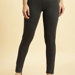 W Women Slim Fit Mid-Rise Plain Trousers-picture-31