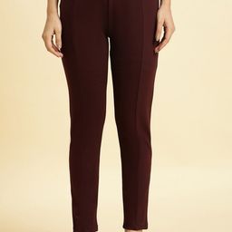W Women Slim Fit Mid-Rise Plain Trousers-picture-32