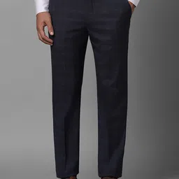 Louis Philippe Men Checked Slim Fit Mid-Rise Formal Trousers-picture-37