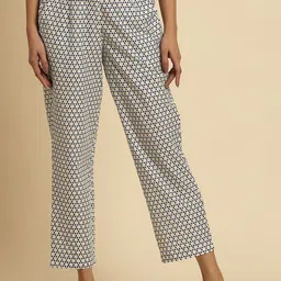 W Women Geometric Printed Cropped Cotton Ethnic Trouser image 1