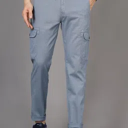 British Club Mens Smart Regular Fit Low-Rise Cotton Cargos Trousers image 1