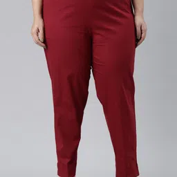 Go Colors Women Plus Size Relaxed Straight Fit Trousers image 1