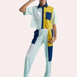 Muvazo Women Colourblocked Custom Straight Fit Regular Trousers-image-66