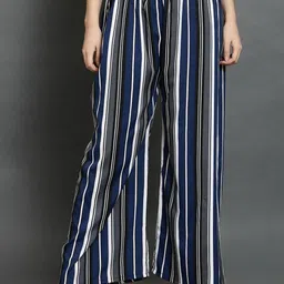 BAESD Women Striped Relaxed Straight Leg Cotton Parallel Trousers-image-31